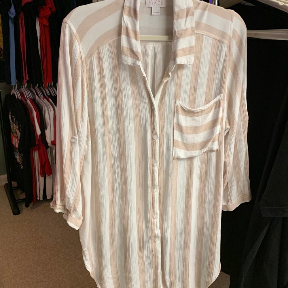 Vixbe Striped Crepe Blouse